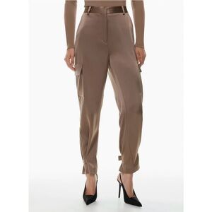 Babaton | Refined Satin Cargo Pant Size 4 Taupe Brown Aritzia